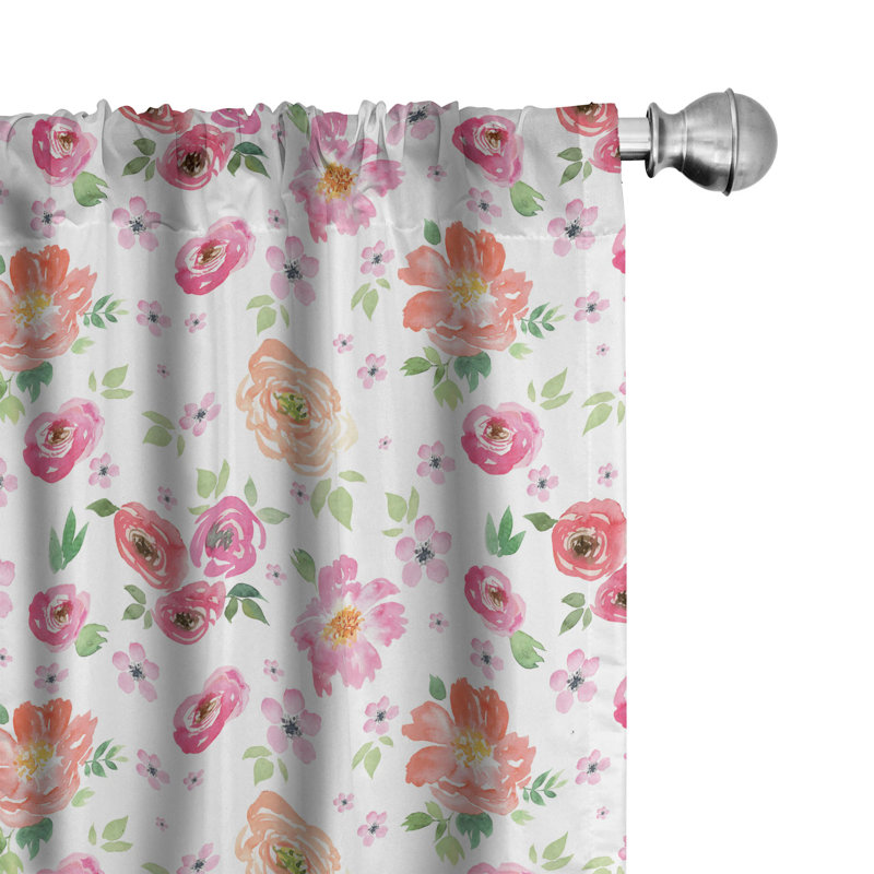 Pale Pink Semi-Sheer Rod Pocket Curtain Panels, 28" x 63"