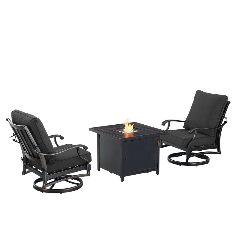 Outdoor 3 - Piece Conversation Set, Black
