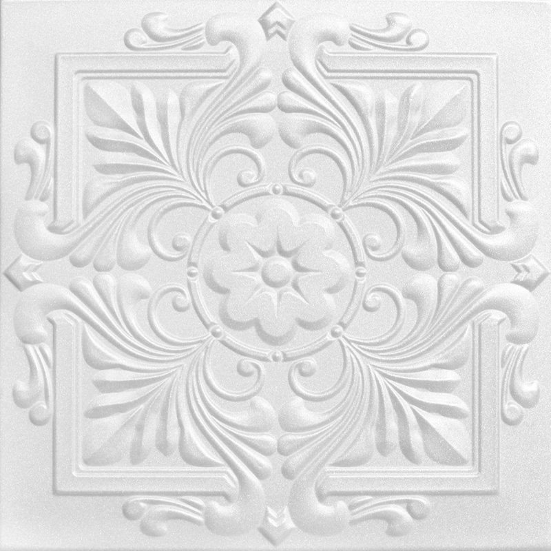Carreau de plafond en polystyrène 1,6 pi x 1,6 pi Victorian, Blanc ultra pur