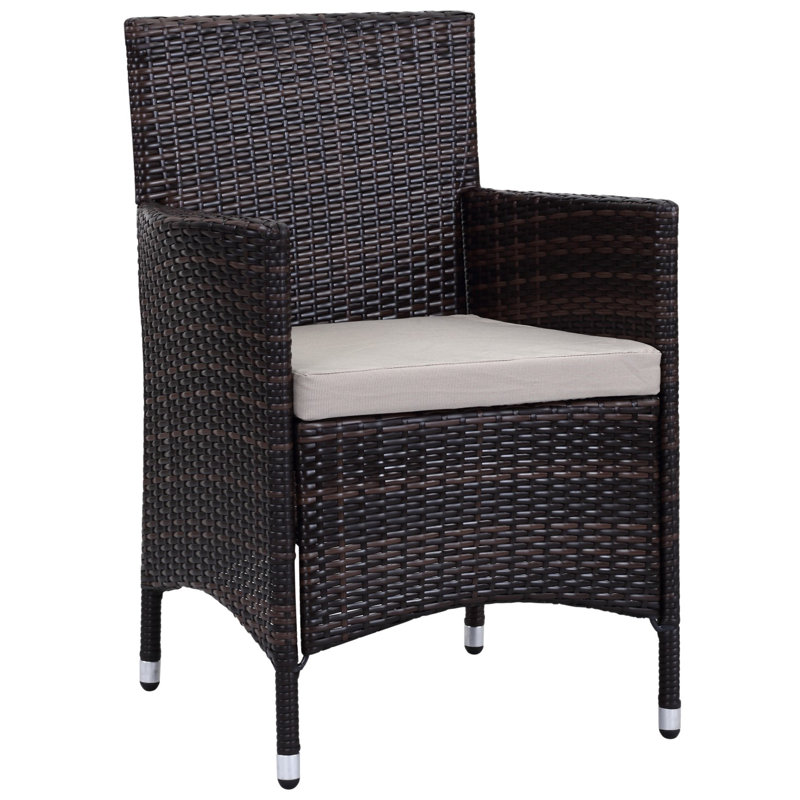 Chaise de patio avec coussin Astrid, Brun / Gris
