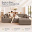 Canapé modulaire en velours côtelé de 94,5 po de largeur avec méridienne en L, siège à nuage profond, aucun assemblage requis, brun clair-130040002-130040004