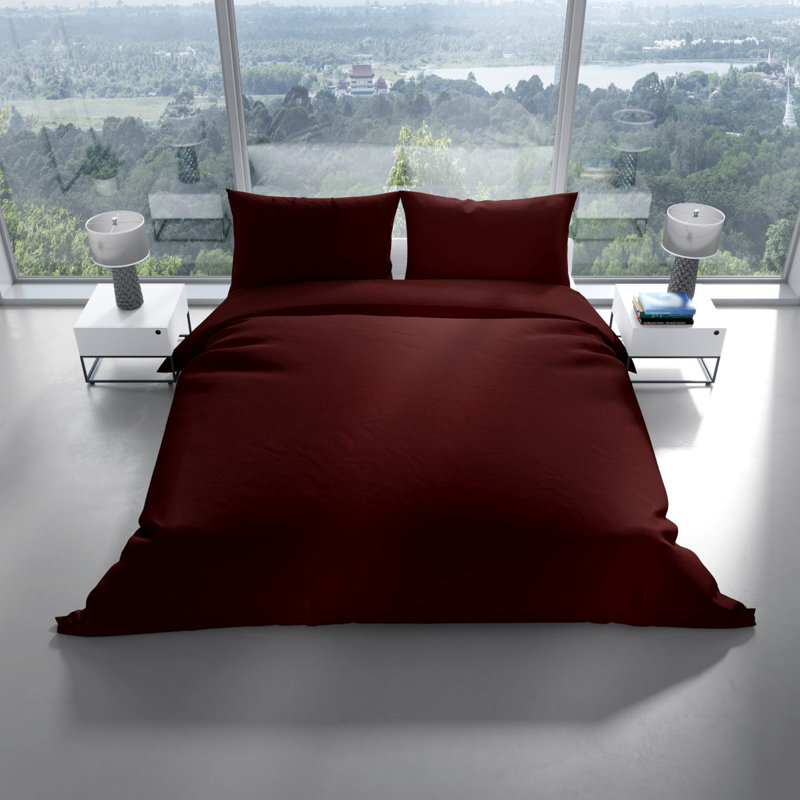 Elio Bed Linen, 200 x 200cm Duvet Cover + 2 Pillowcases (80 x 80cm, Dark Red