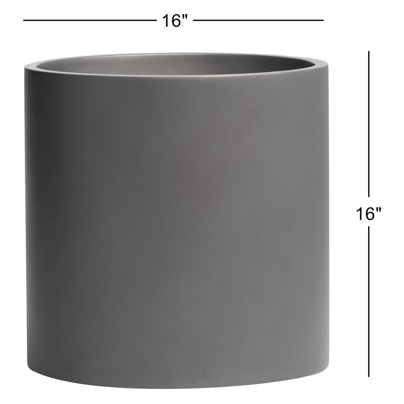 Pot à fleurs rond Brea, H 16 po x l 16 po x P 16 po, gris
