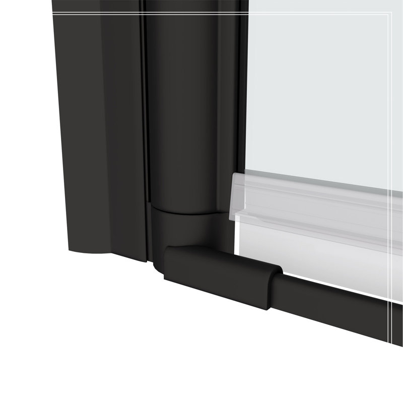 1 3/8" Adjustment,Universal Pivot Shower Door, Open Outside, With 1/4" Tempered Glass Finish, Matte Black