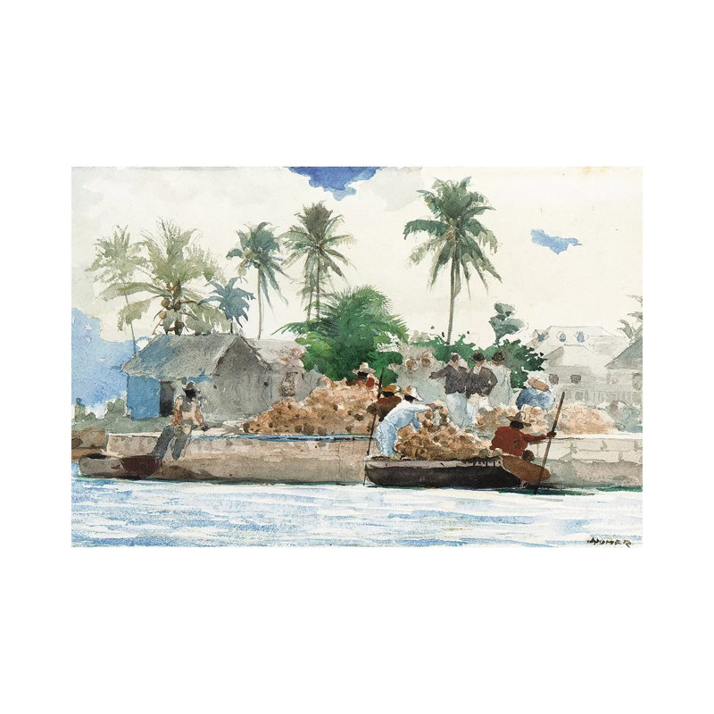 Sponge Fisherman, Bahamas by Winslow Homer - 1 Piece Wrapped Canvas Wall Art, 20.32 cm H x 30.48 cm W