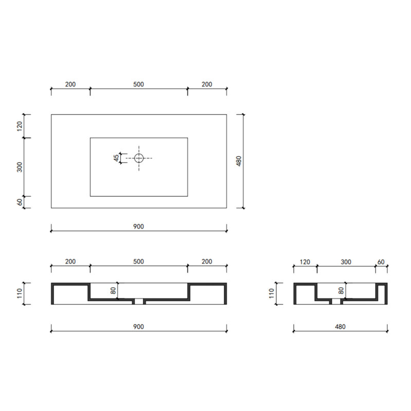 Lavabo contemporain à surface solide de 35 po - blanc mat et teinté - surface blanche, nettoyable