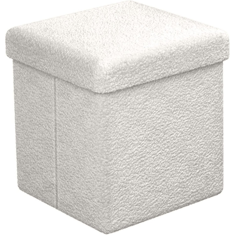 Taneishia Sorbus Plushy Upholstered Storage Ottoman Cube Folds flat, White