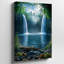 Toile, scène sereine de forêt avec deux cascades majestueuses en cascade dans un art mural, une piscine tranquille entourée de verdure-118147764