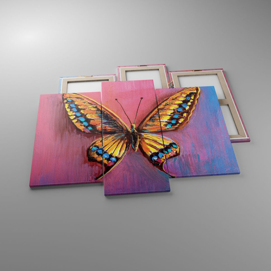 3-tlg. Leinwandbilder-Set Butterfly Colorful Painted