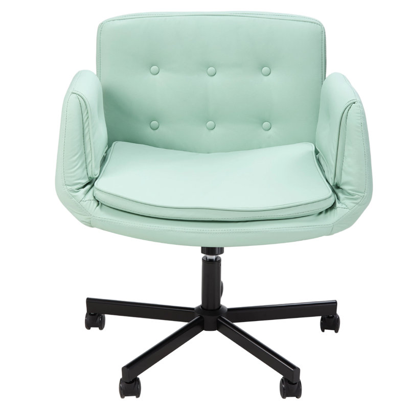 Office Chair with Adjustable Armrests and Wheels, 40 cm H, Green