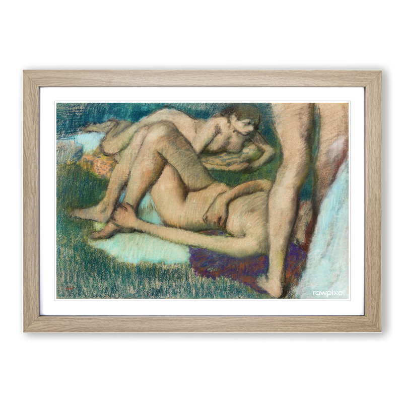 Nude Bathers by Edgar Degas - Picture Frame Painting, 27cm H x 36cm W x 2cm D, Oak Framed