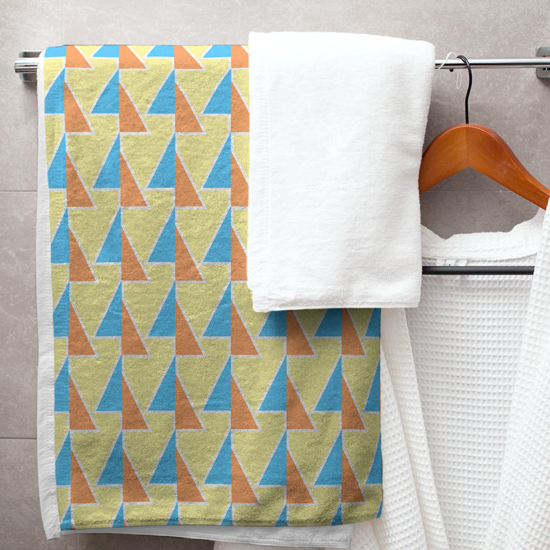 Serviette de bain à flèches changeées, Orange / bleu sarcelle / jaune