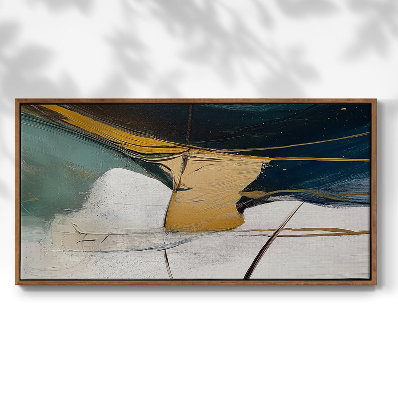 Abstrait, série DCxxvii, toile tendue avec châssis, prête à être accrochée, H 21 po x l 41 po, Noyer