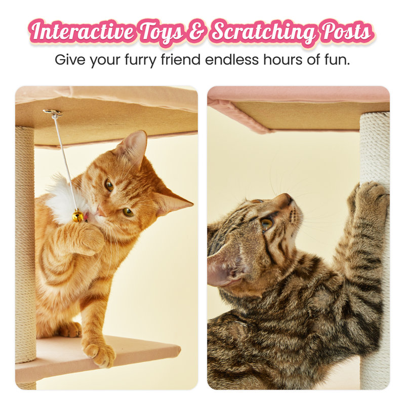 Dhanveer 63'' H Cat Tree, Pink