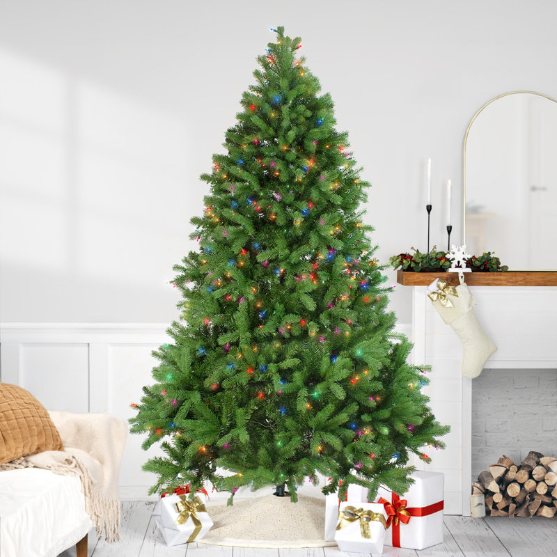 Sapin de Noël artificiel illuminé pré-éclairé, H 90 po x l 58 po x P 58 po, Multicoloured