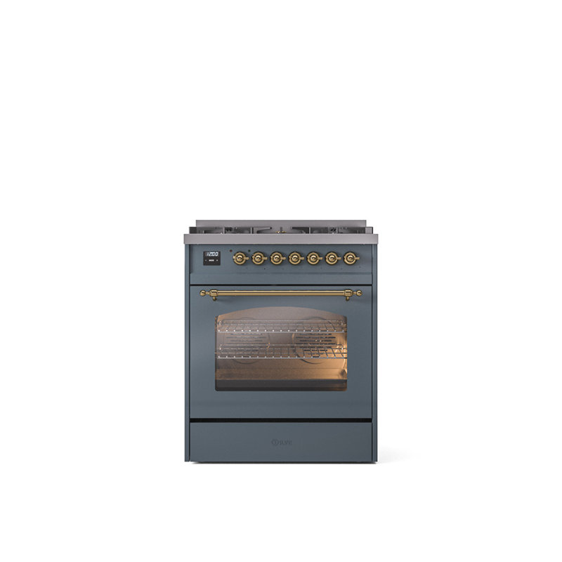 ILVE Nostalgie II 30 in Dual Fuel Range, Liquid Propane, Graphite Matte/Chrome