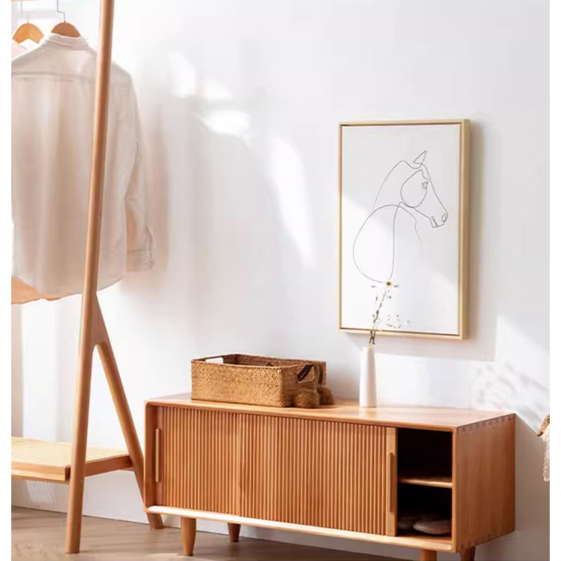 39.37" Brown Rectangular Solid Wood Shoe Storage