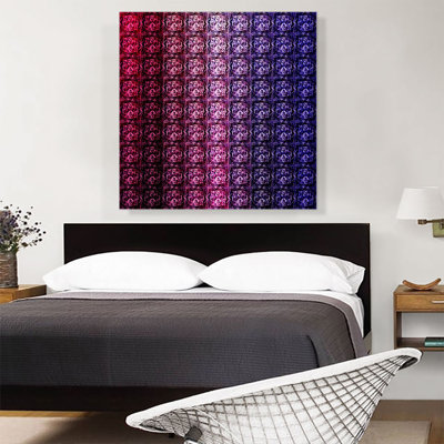 Purple Color Grid Jewel Pixel - Wrapped Canvas Graphic Art