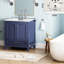 Armoire de salle de bain 30 po - Bleu marine 24V03-30Nb. Entièrement assemblée. Comptoir en marbre. Bois massif. Charnières. Rangement spacieux. Profondeur 31,13 po x l 19,32 po x H 34,24 po. Évier de 92,81 lb assemblé avec