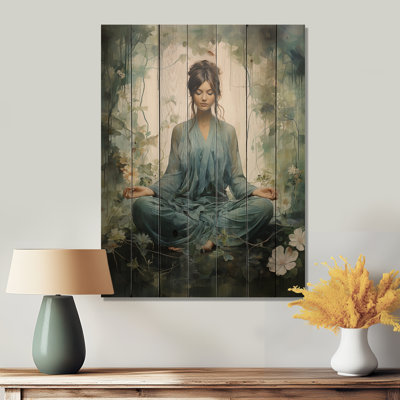 Bleu sarcelle yoga sérénité intérieure sur bois