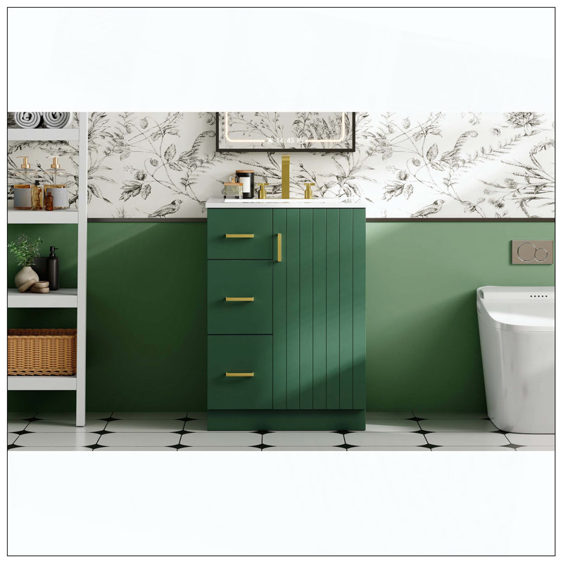 Lavabo sous-comptoir à 2 tiroirs pour salle de bain Modern, Vert