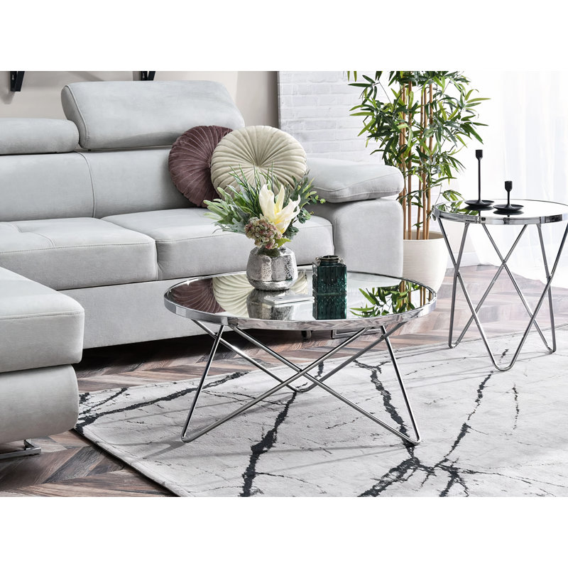 Ailynn Abstract Coffee Table, Chrome, Chrome