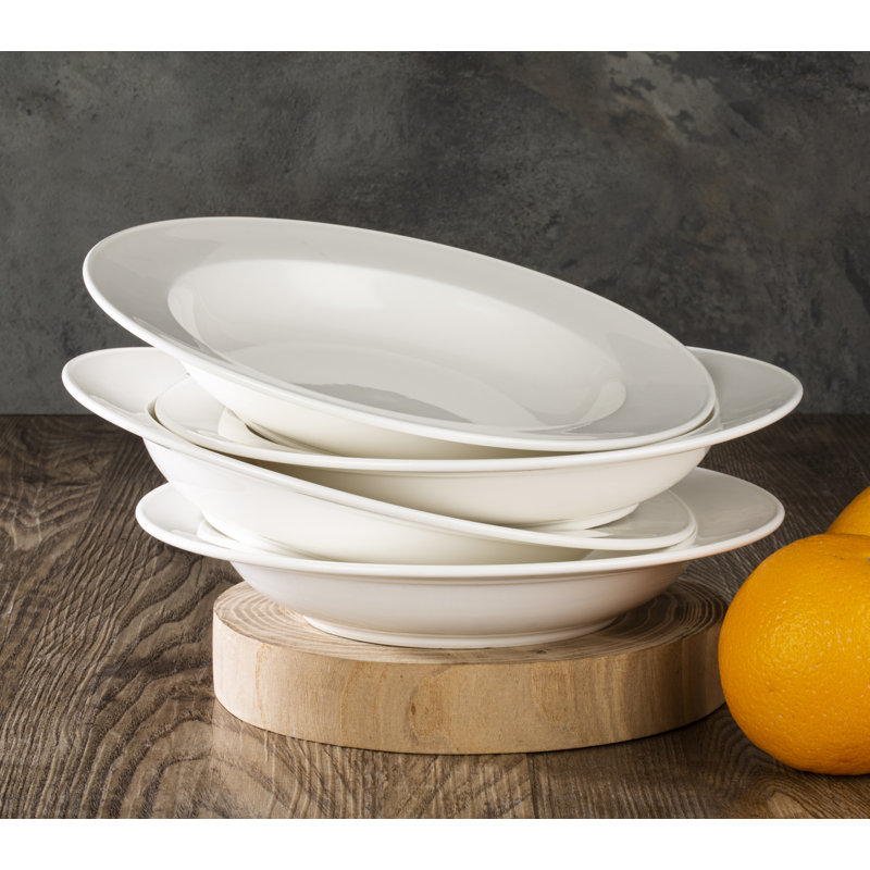 Waterside Professional Alumina White Porcelain Classic Rim Pasta Bowls
