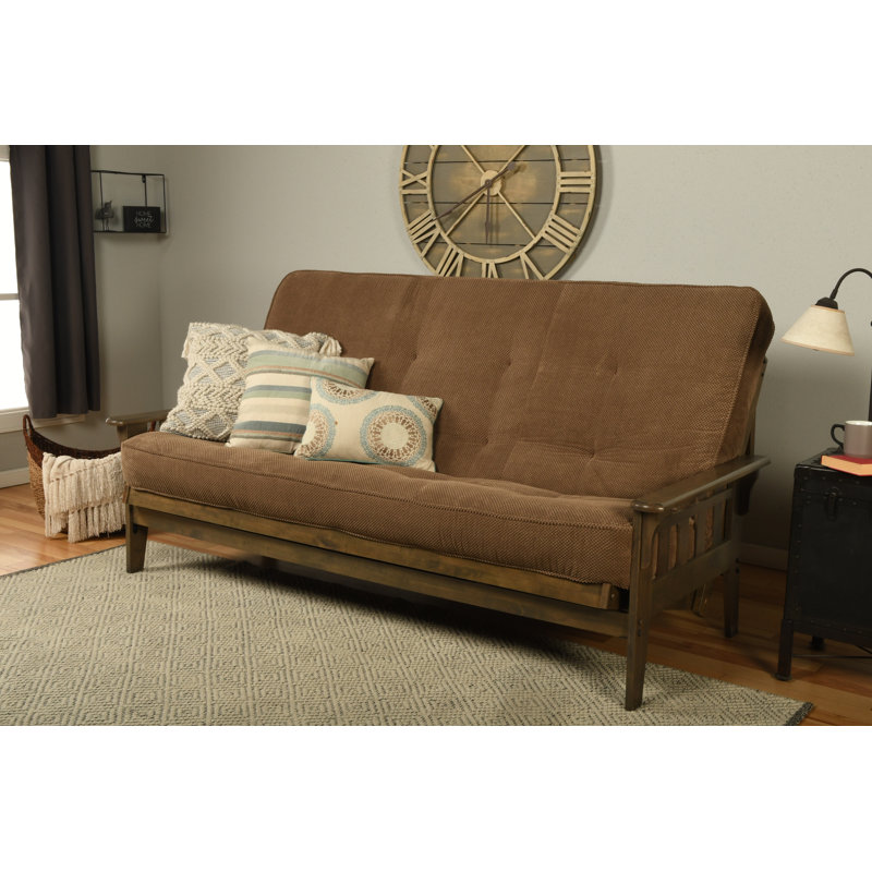 Grand futon et matelas Stratford de 87 po de large Stratford, Polyester moka Marmont, Innerspring