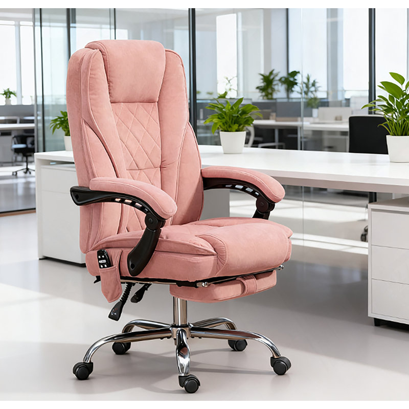 Chaise de bureau de massage chauffante inclinable avec hauteur réglable et repose-pieds pour un confort et une détente ultimes