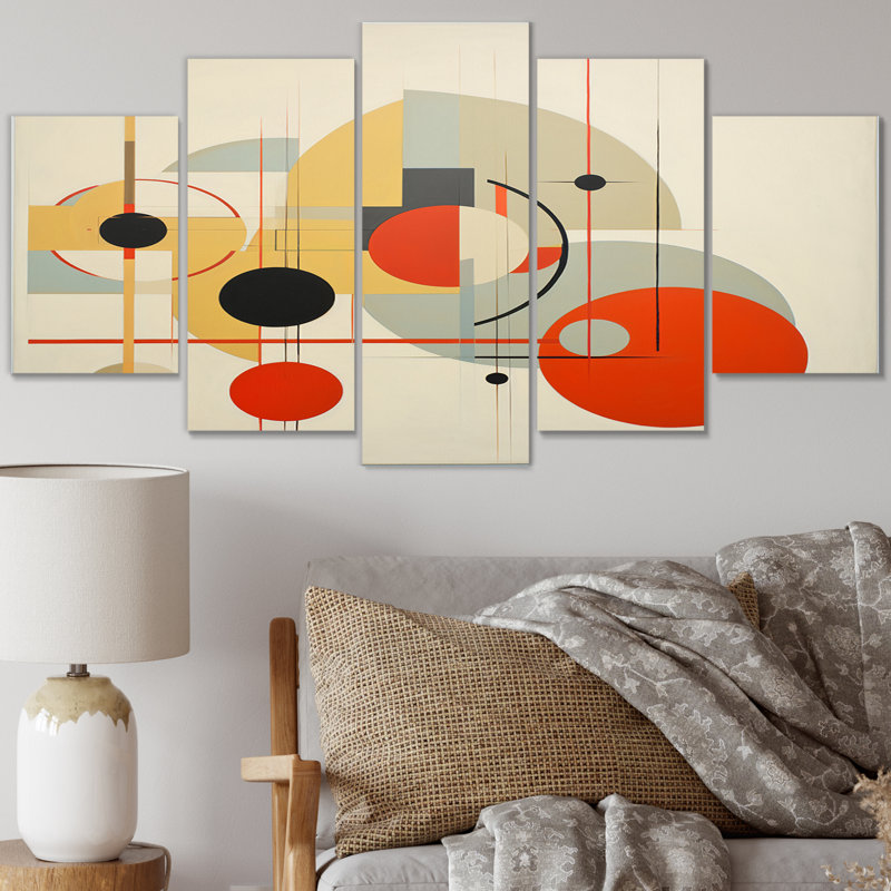 «Distant Galaxies Midcentury Elegant Retro V», reproduction d'art moderne Mid-Century - 5 panneaux