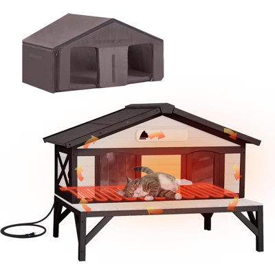  Maisonnette chauffante pour chat avec doublure isolante pour chat