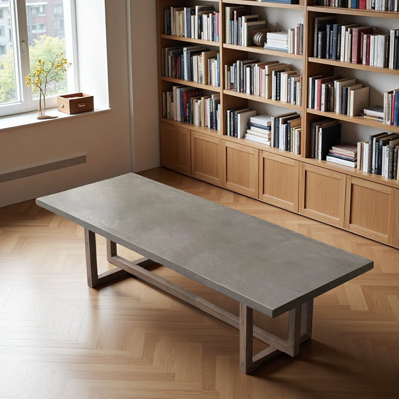 Bureau rectangulaire en bois massif imitation ciment