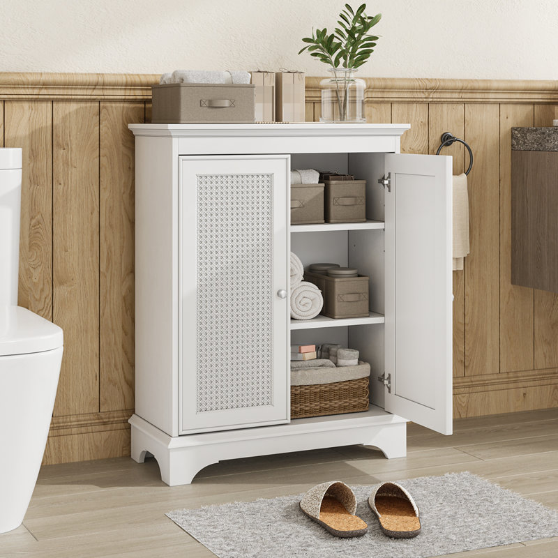 Rattan Storage Cabinet With Adjustable Partition