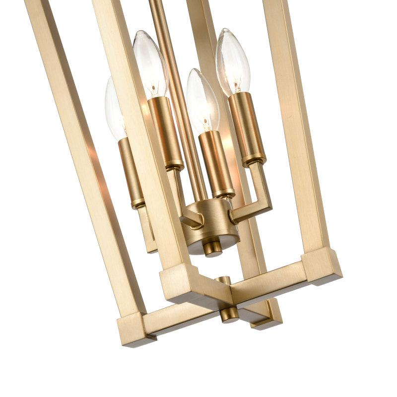 Luminaire suspendu lanterne 4 lumières, Or moderne