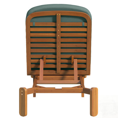 Chaise longue réglable pour l'extérieur avec coussins épais et structure en bois d'acacia durable pour la détente sur la terrasse, au bord de la piscine ou à la plage