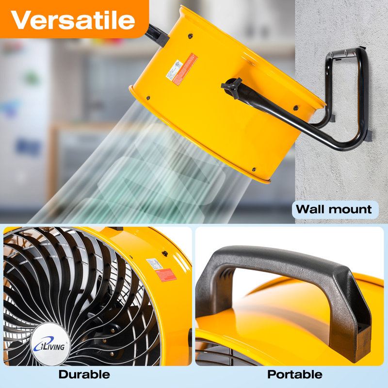 iLiving 18'' Yellow and Black 3-Speed Turbo Floor Fan