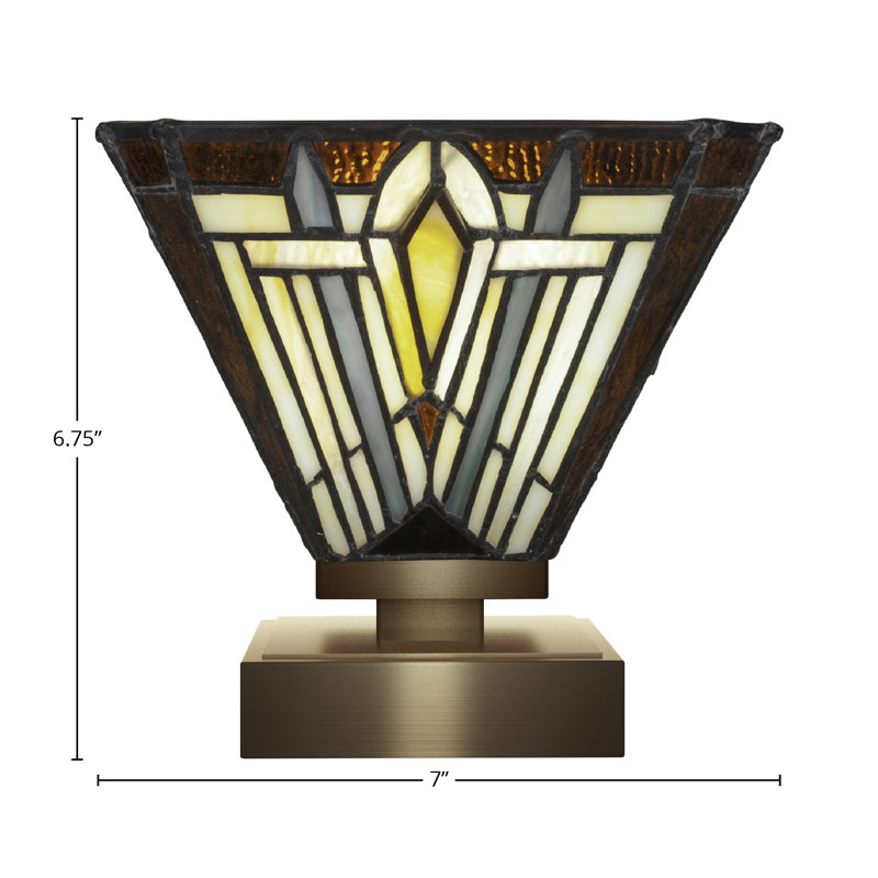 Dicus Accent Lamp Shown With 7" Square Tahoe Art Glass, New Age Brass