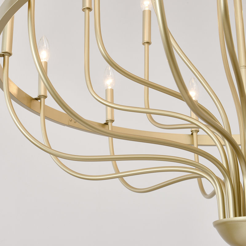 Lustre industriel à 36 lumières de style chandelier rond de style campagnard avec hauteur réglable 47,3 po, base E12