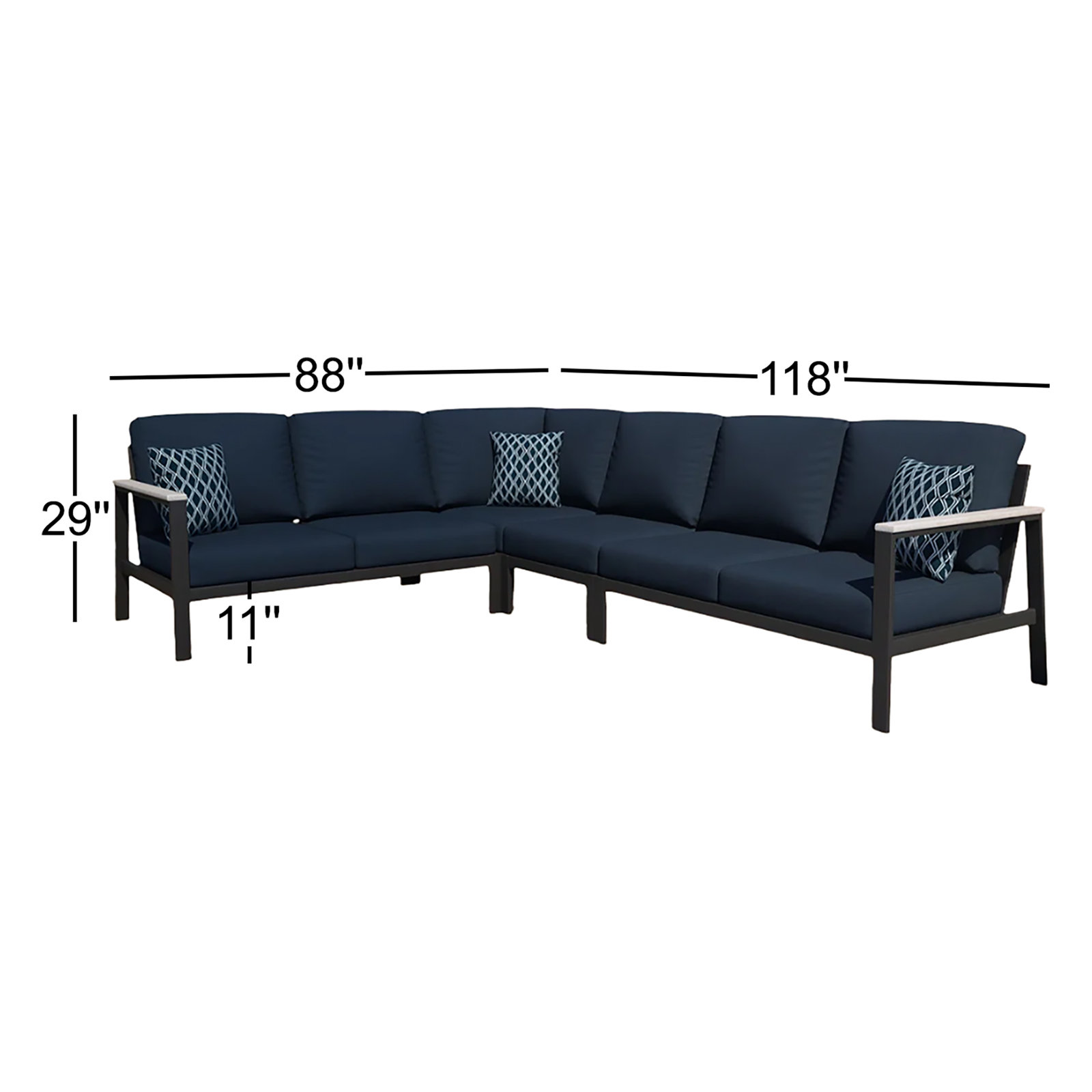 Townsend 88" Sunbrella® Patio Sectional, Canvas Navy Sunbrella® Canvas