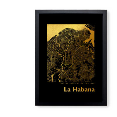 Havana Map - Single Picture Frame Print