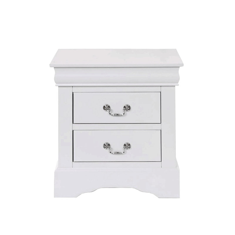 Gosford 2-Drawer Nightstand,Night Stand,End Table,Side Table 14" x 13" x 5" (Front)• Inner 11" x 12" x 4"H, White 1