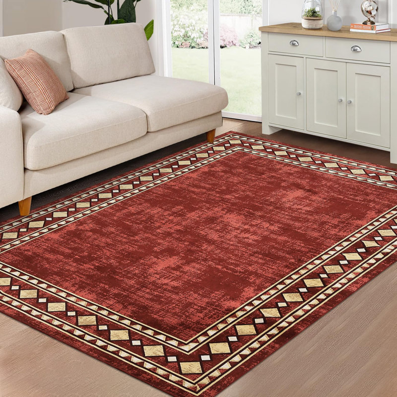 10x13 Rugs for Living Room Washable Rug for Bedroom Scalloped Area Rugs Stain Resistant Modern Soft Folding Throw Carpet Low Pile Floor Cover for Nursery Playroom