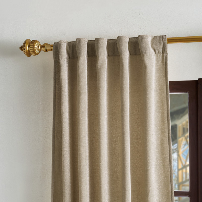 Naples Chenille Solid Semi-Sheer Rod Pocket Curtain Panels, 50" W x 84" L, Safari
