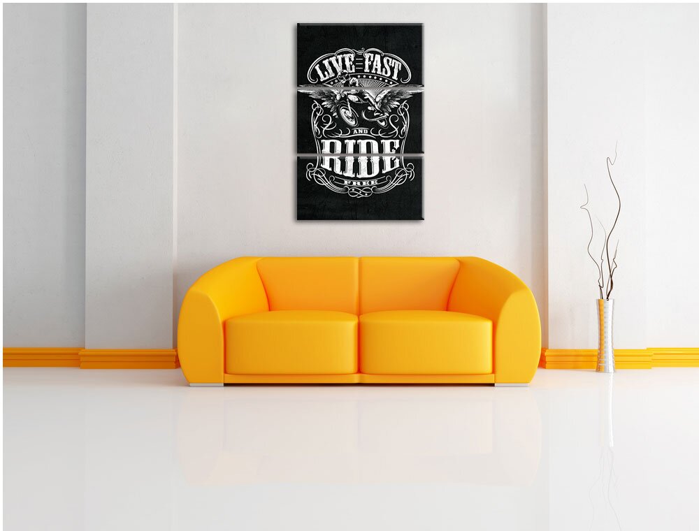 3-tlg. Leinwandbilder-Set Live fast and ride free Bild, Typografische Kunst