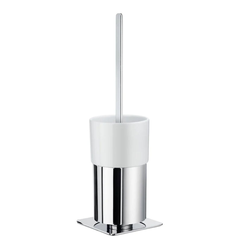Chiodo 16 po H Brosse de toilette et support autoportant, Verre dépoli