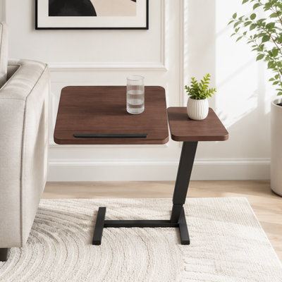 Bureau mobile à poser au-dessus du lit avec support inclinable pour ordinateur portable, hauteur réglable et roulettes