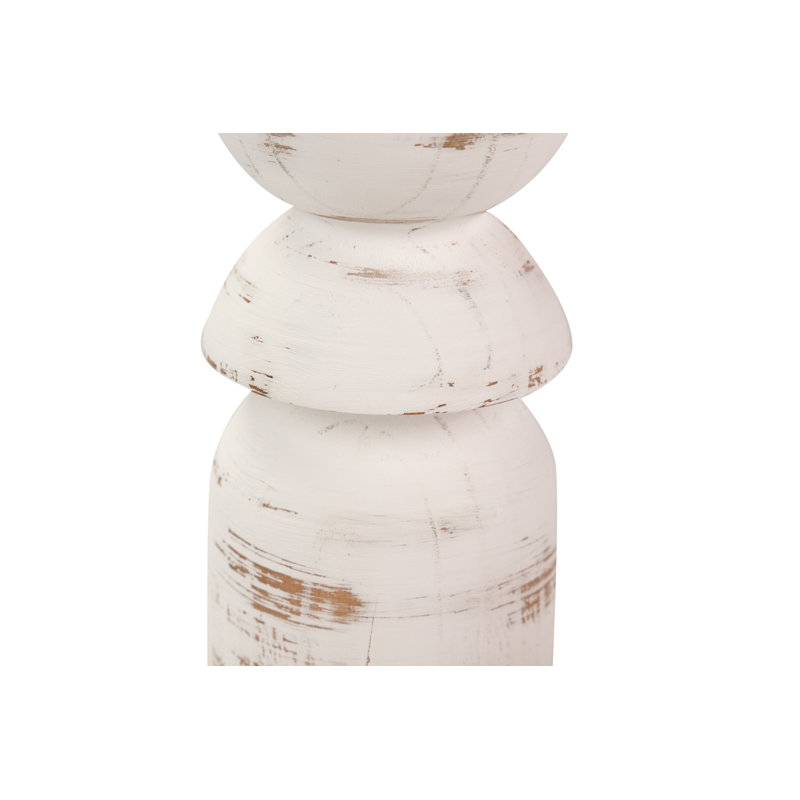Wood Tabletop Candlestick, White