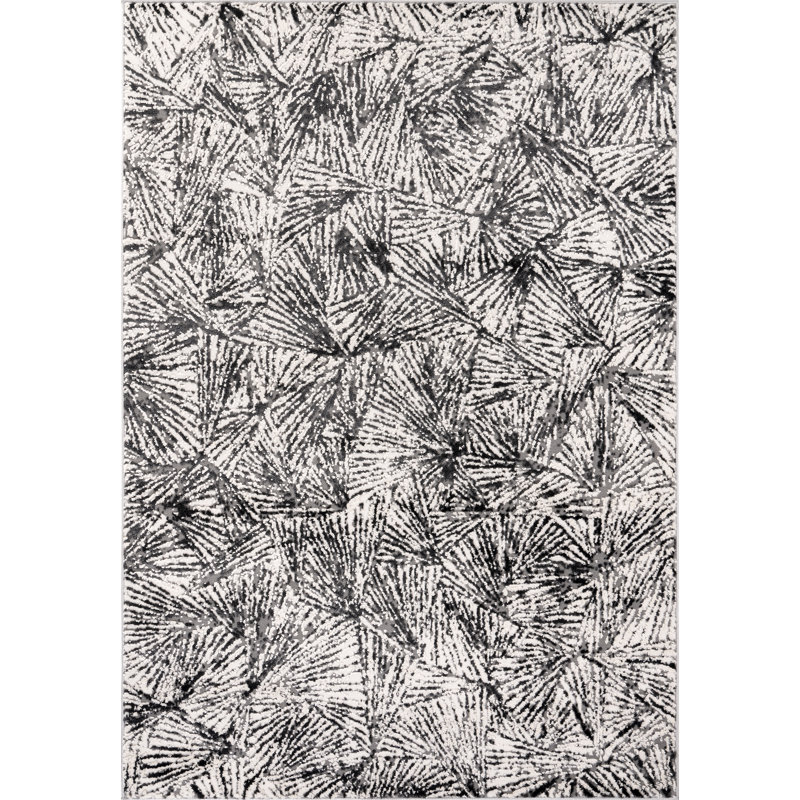 Odena Collection Transitional Bone/Anthracite Abstract Area Rug, Rectangle 7'10" x 10'