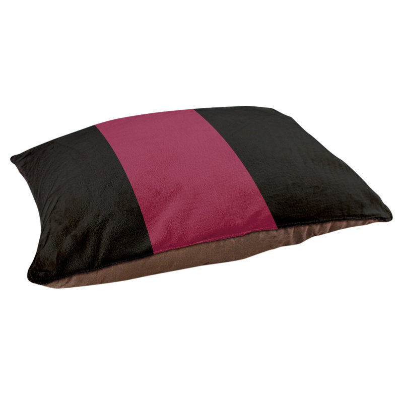 Polyester Pet Bed, Large (40" W x 30" D x 6.5" H), Black/Maroon/Black