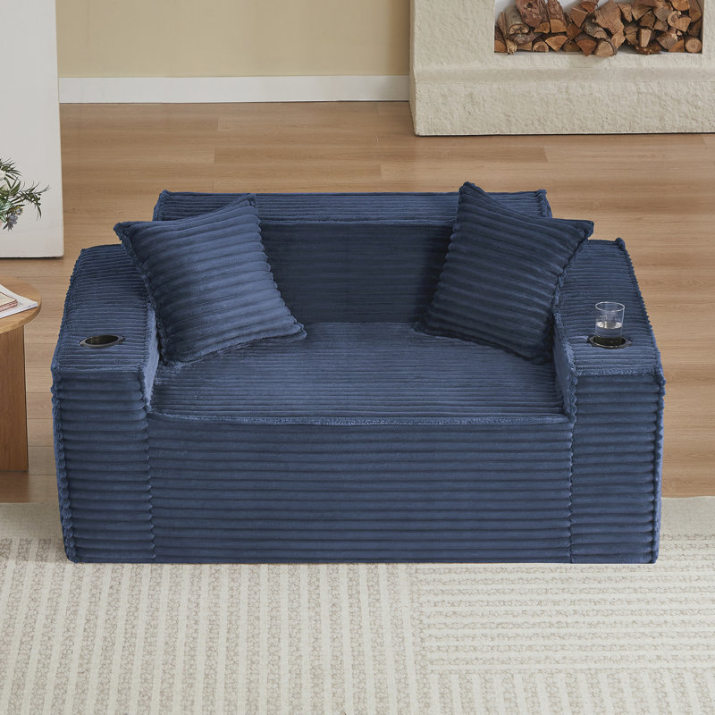 Canapé 2 places, aucun assemblage requis, Blue Fabric